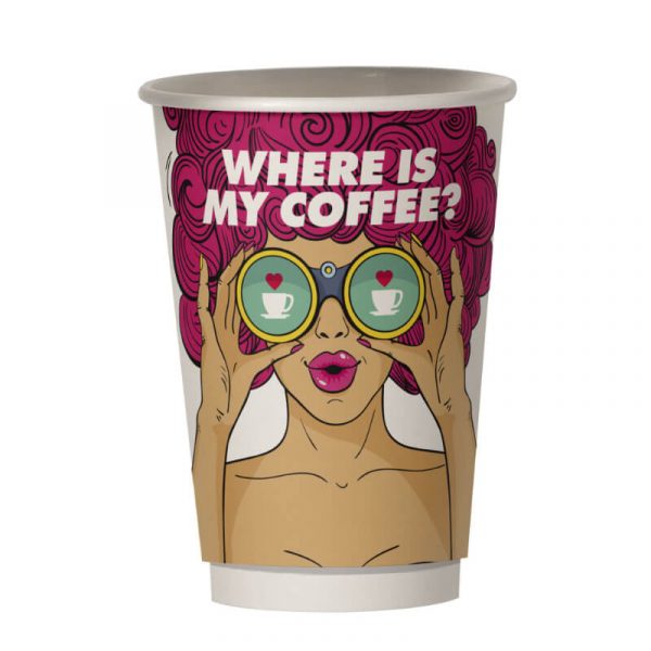 Χάρτινο ποτήρι καφέ διπλότοιχο PinUp - Where is my coffee