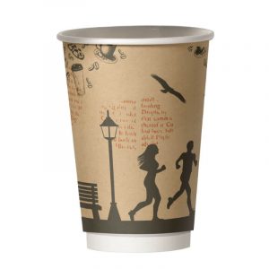 Χάρτινο ποτήρι καφέ διπλότοιχο craft με σχέδιο - δρομείς