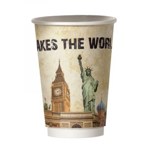 Χάρτινο ποτήρι καφέ διπλότοιχο retro - coffee makes the world go round