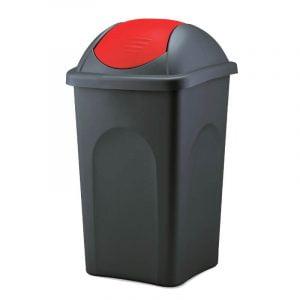 Κάδος με κόκκινο αιωρούμενο καπάκι 60lit 36x36x68cm