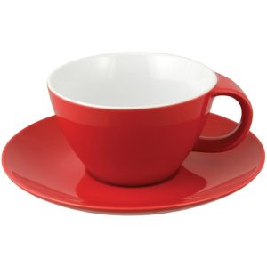 Φλιτζάνι σοκολάτας με πιατάκι κόκκινο 39cl
