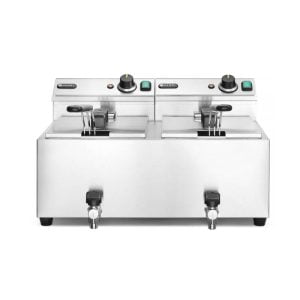 Hendi επαγγελματική φριτέζα με βρυσάκι Mastercook 2x8L