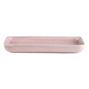 Πιατέλα ορθογώνια Pink reactive glaze 20.5cm x 13.5cm