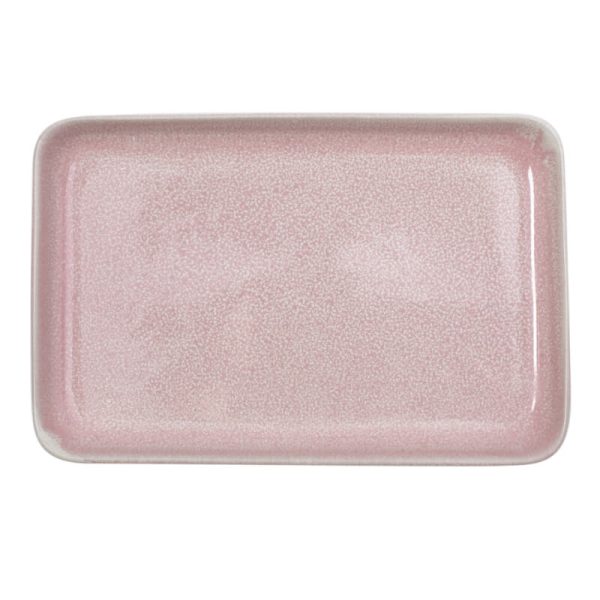 Πιατέλα ορθογώνια Pink reactive glaze 20.5cm x 13.5cm