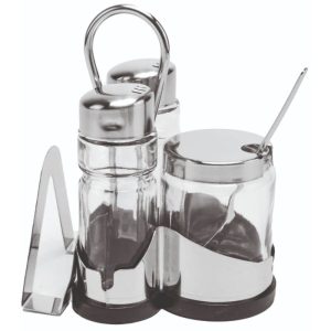 Σετ αλατοπίπερο με ανοξείδωτη βάση 4 θέσεων