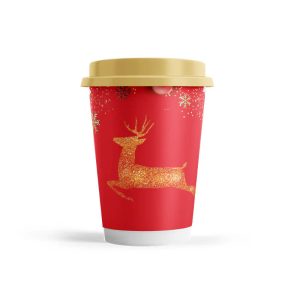 Χάρτινο ποτήρι διπλότοιχο χριστουγεννιάτικο "XMAS RED GIFTS" 14oz/330ml